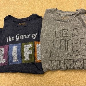 2 Original Retro Brand tees. Youth medium. The Game of Life and Be A Nice Human